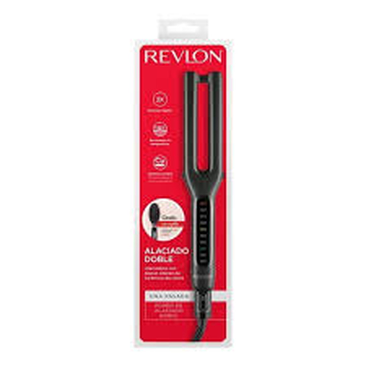 PLANCHA ALACIADORA REVLON RVST2204LA1 1/2 PUL DOBLE PLACA CERAMICA NEGRO